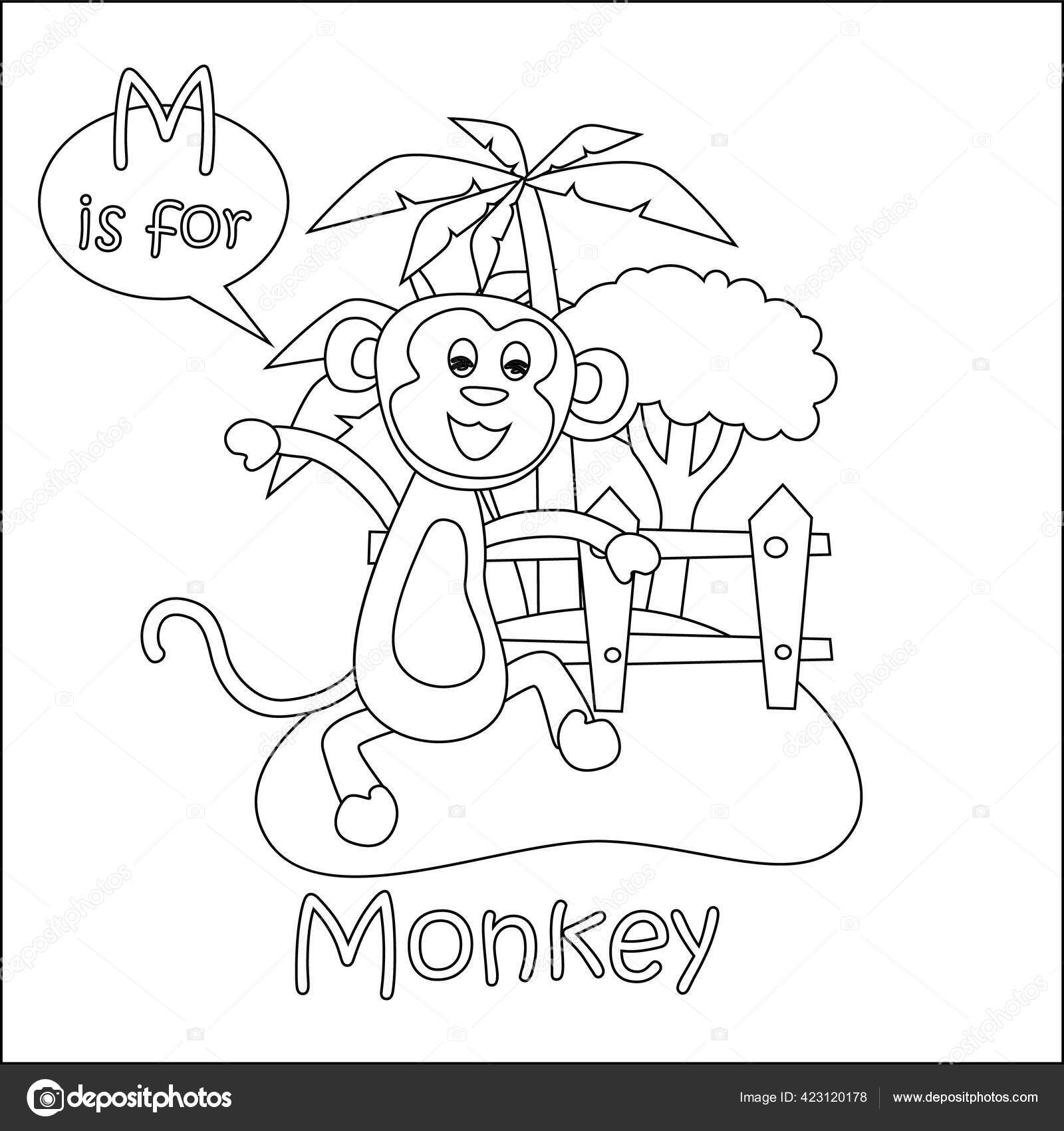 Ilustração Criativa Vetorial Infantil Alfabeto Animal Para Macaco Com  Estilo imagem vetorial de hijaznahwani© 423120178
